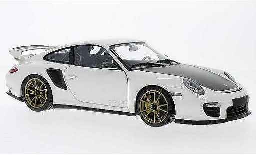 Porsche 911 GT2 1/18 Minichamps white with goldenen Felgen 2011 diecast model cars