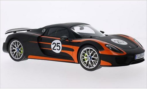 Porsche 918 Base 1/18 Spark Spyder black/orange diecast model cars