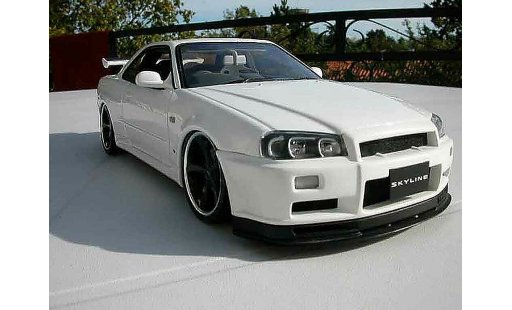 Nissan Skyline R34 1/18 Autoart blanche jantes techart diecast model cars