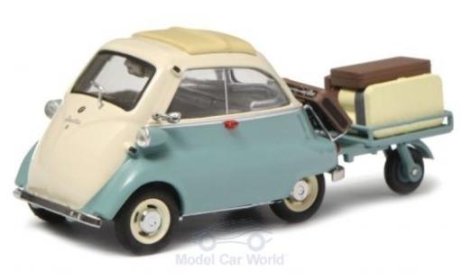 Bmw Isetta 1/43 Schuco türkis/beige mit Anhänger und Gepäck diecast model cars