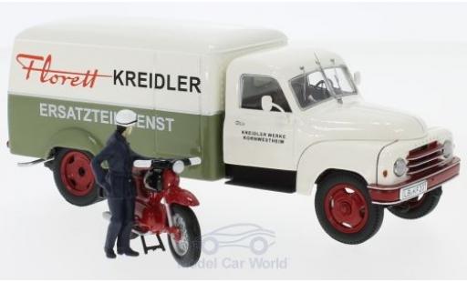 Diecast model cars Hanomag L28 1/43 Schuco Kreidler Ersatzteildienst mit Kreidler Florett und Fahrerfigur Hanomag L28 1/43 Schuco Kreidler Ersatzteildienst mit Kreidler Florett und Fahrerfigur diecast model cars