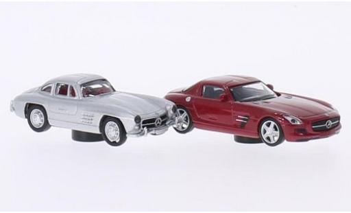 Diecast model cars Mercedes 300 1/87 Schuco SL grey + SLS AMG met.-red 2er-Set Magnetautos Mercedes 300 1/87 Schuco SL grey + SLS AMG met.-red 2er-Set Magnetautos diecast model cars