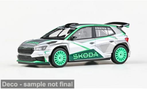Diecast model cars Skoda Fabia IV RS Rallye2 gr&Atilde;&frac14;n/weiss 2022 Motorsport Design 2023 1/43 Abrex