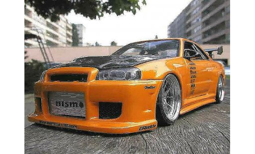 Nissan Skyline R34 1/18 Autoart gt aileron et capot carbone r diecast model cars