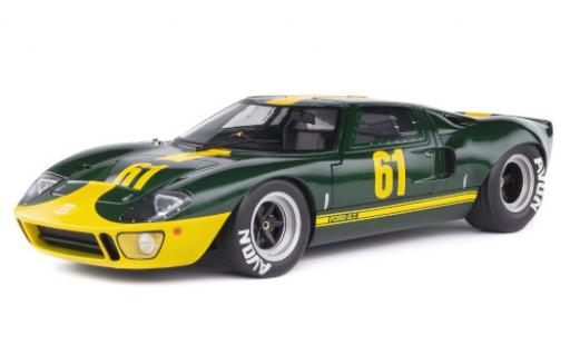 Diecast model cars Ford GT40 1/18 Solido MkI metallic green/yellow RHD No.61 1966 Ford GT40 1/18 Solido MkI metallic green/yellow RHD No.61 1966 diecast model cars