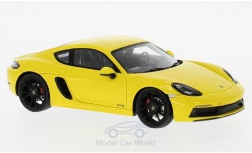 Porsche Cayman 1/43 Spark 718 GTS yellow 2018 diecast model cars