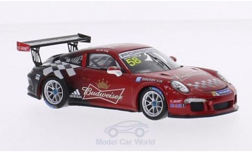 Diecast model cars Porsche 991 GT3 Cup 1/43 Spark 911 (997) GT3 Cup No.58 Team Absolute Racing Budweiser Carrera Cup Asia 2015 H.-P.Tung Porsche 991 GT3 Cup 1/43 Spark 911 (997) GT3 Cup No.58 Team Absolute Racing Budweiser Carrera Cup Asia 2015 H.-P.Tung diecast model cars