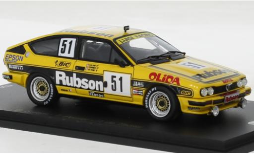 Diecast model cars Alfa Romeo Alfetta 1/43 Spark GTV6 No.51 Luigi Racing 24h Spa 1984 Alfa Romeo Alfetta 1/43 Spark GTV6 No.51 Luigi Racing 24h Spa 1984 diecast model cars
