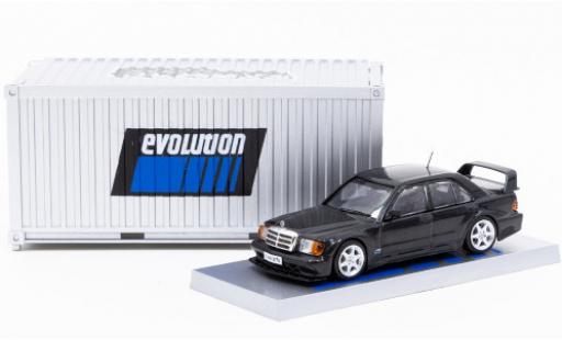 Mercedes 190 1/64 Tarmac Works E 2.5-16 Evolution II metallic black mit Vitrine in Containerdesign diecast model cars