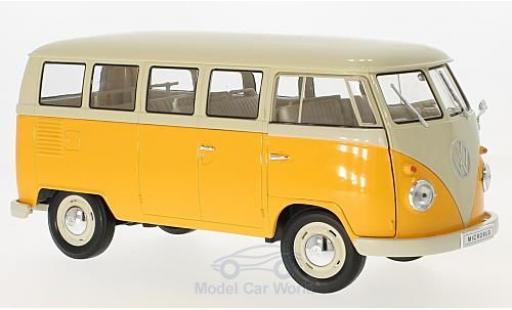 Diecast model cars Volkswagen T1 B 1/18 Welly Bus yellow/beige 1963 Volkswagen T1 B 1/18 Welly Bus yellow/beige 1963 diecast model cars
