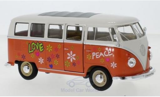 Diecast model cars Volkswagen T1 1/24 Welly Bus orange/white 1963 Flower Power Volkswagen T1 1/24 Welly Bus orange/white 1963 Flower Power diecast model cars