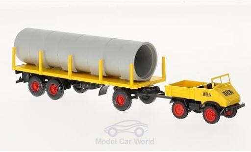 Mercedes Unimog 1/87 Wiking U 411 Züblin mit Rungenanhänger und Ladung diecast model cars
